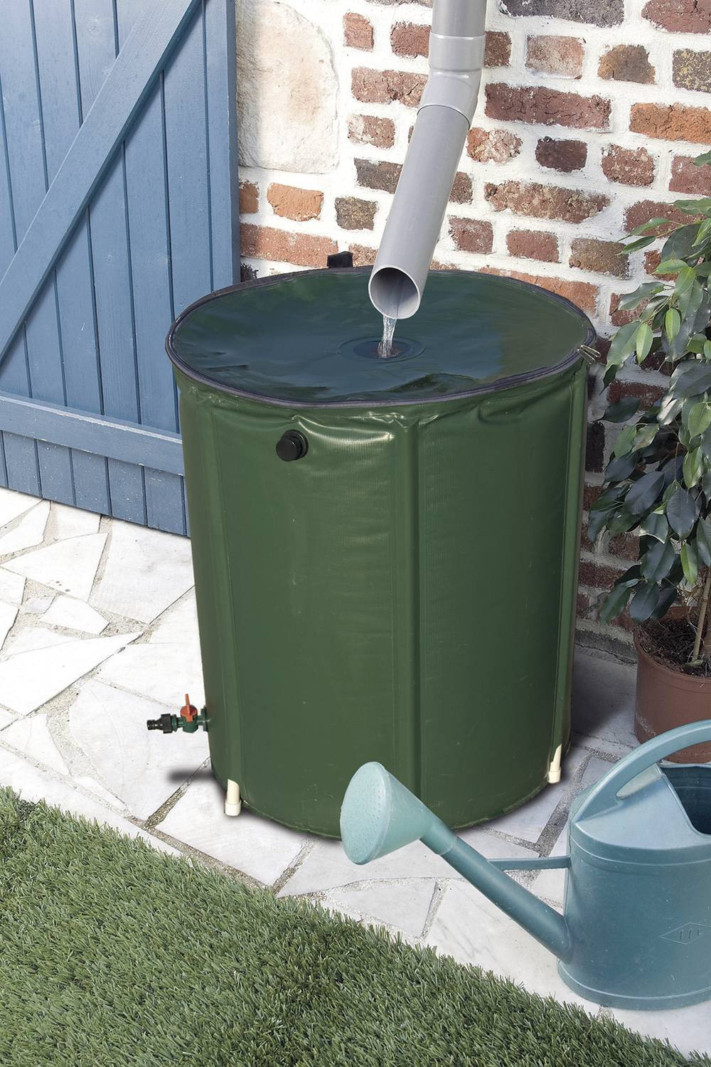 Récupérateur d'eau souple 500L - Vert - 98x80cm