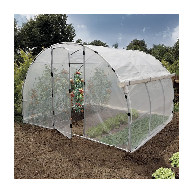 Serre de jardin avec gouttière latérale 3 x 3 x 2 m - acier galvanisé - récupération d’eau