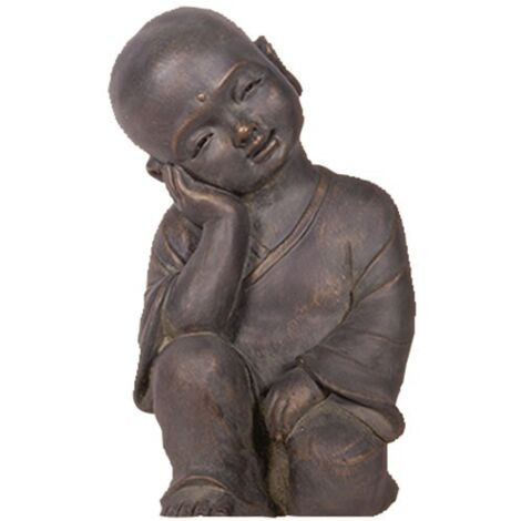 Statue Bouddha Mey grise 41,5 cm - résine - extérieur