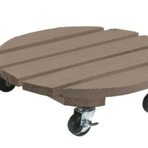 Support à roulettes bois "Flora Roll Color" - Taupe - 30 cm