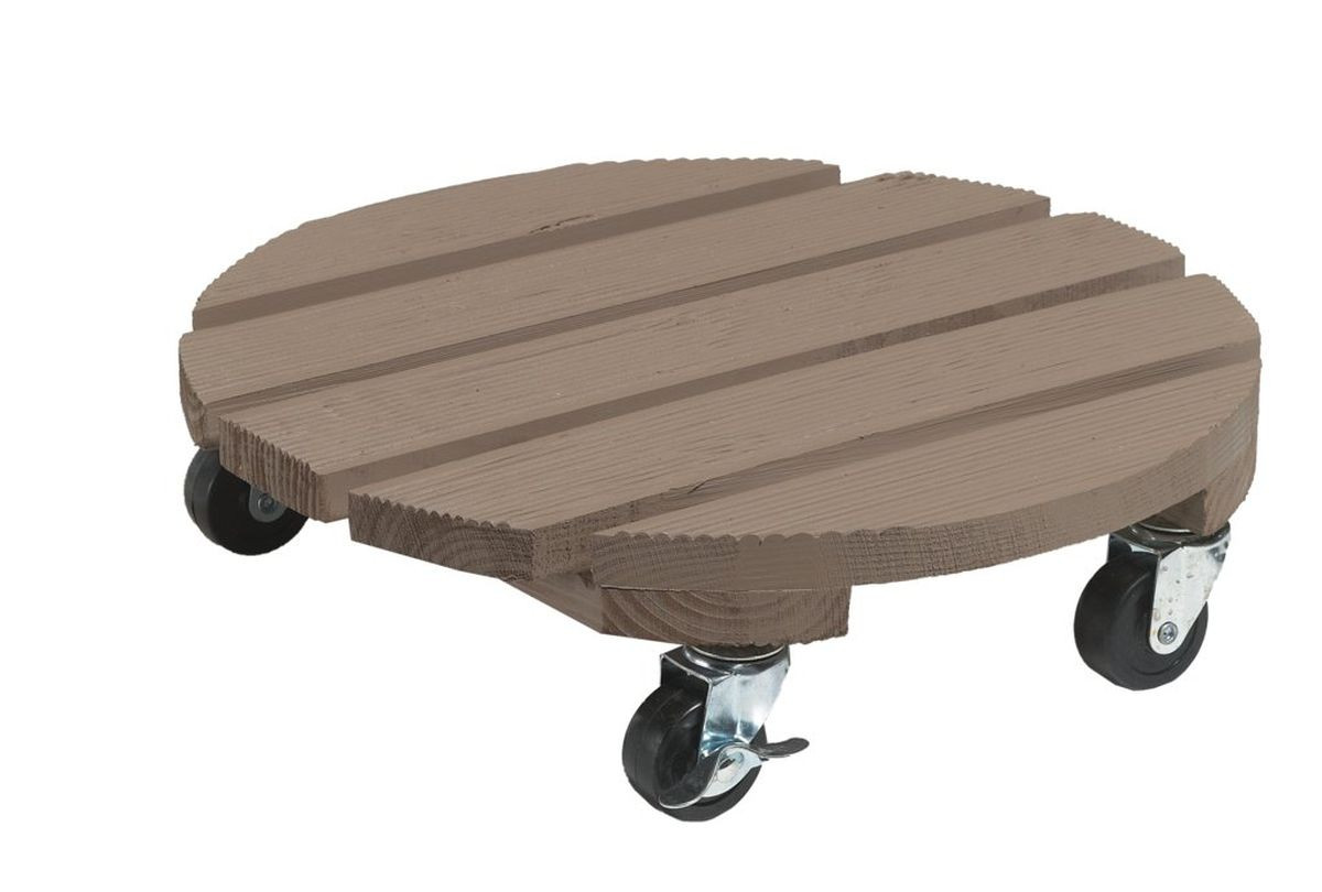 Support à roulettes bois "Flora Roll Color" - Taupe - 40 cm