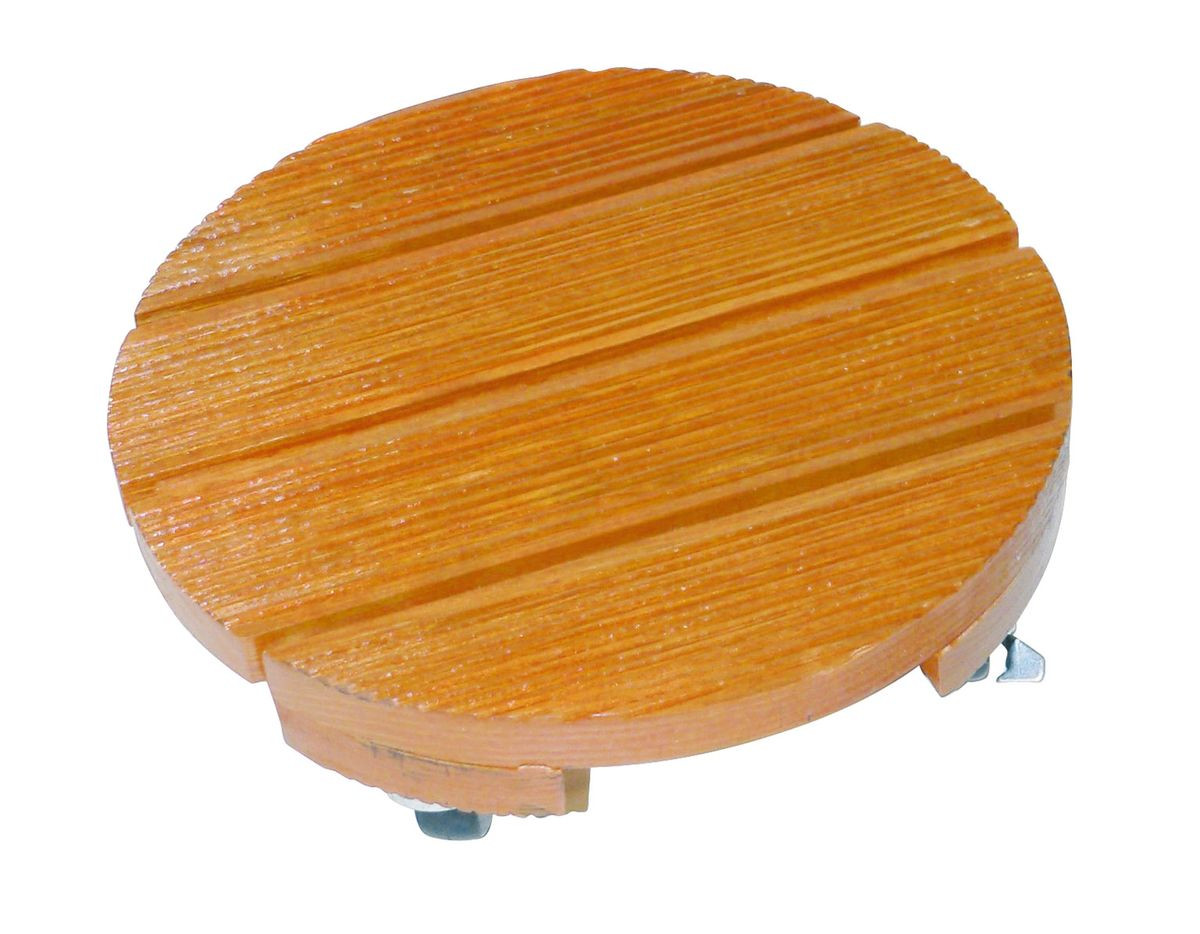 Support à roulettes bois rond "Flora Roll Lasure" - 50 cm
