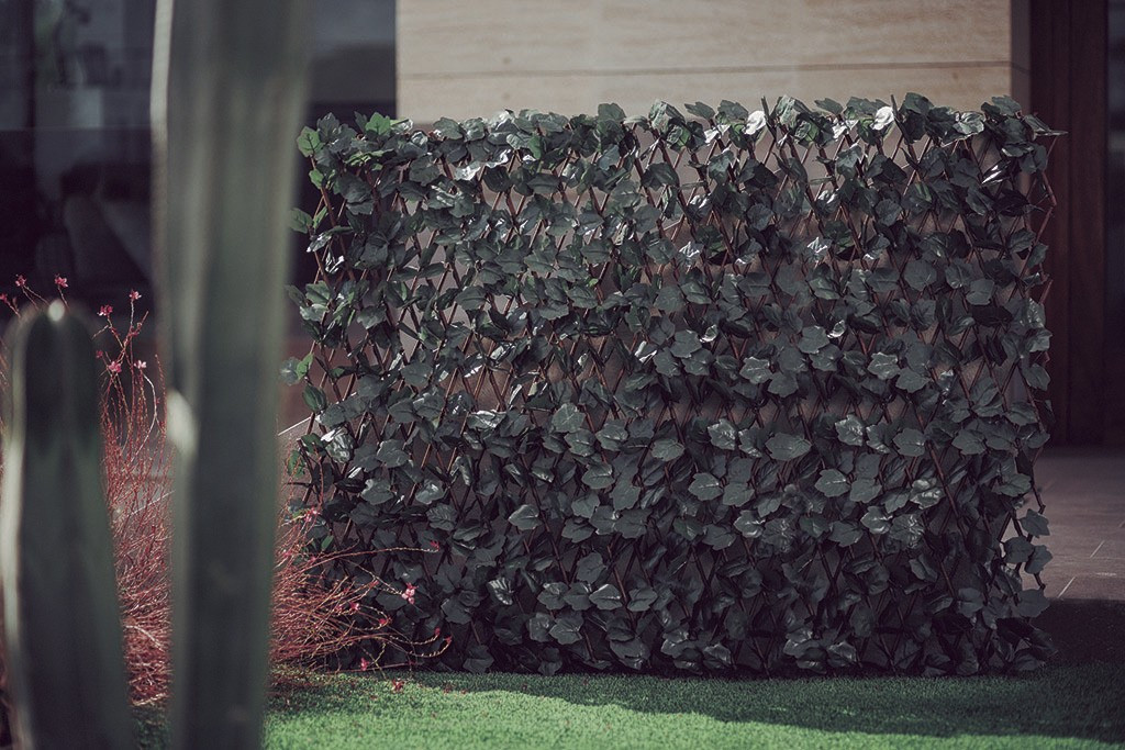 Trellis extensible osier feuilles synthétiques - Naturel/Vert - 1x2m