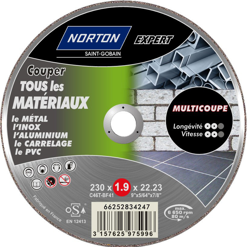 Disque multi-coupes pour multimatière NORTON, Diam.230 mm
