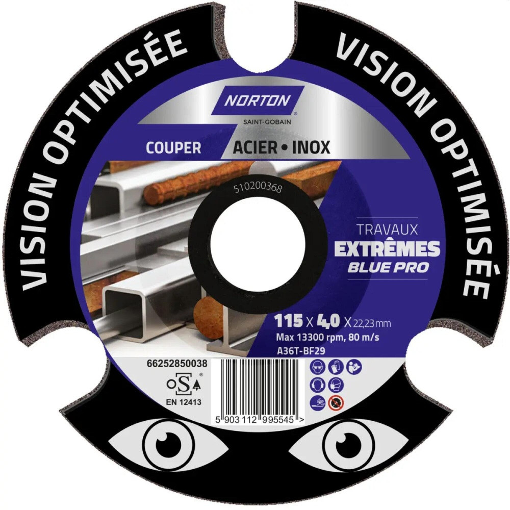 Disque vision extreme acier inox 115 x 4,0