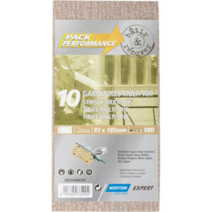 Lot de 10 patins abrasifs NORTON, 93x185 mm, grains 180