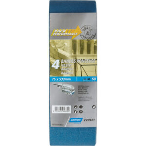 Lot de 4 bandes abrasives NORTON, 75 x 533 mm, grains 50