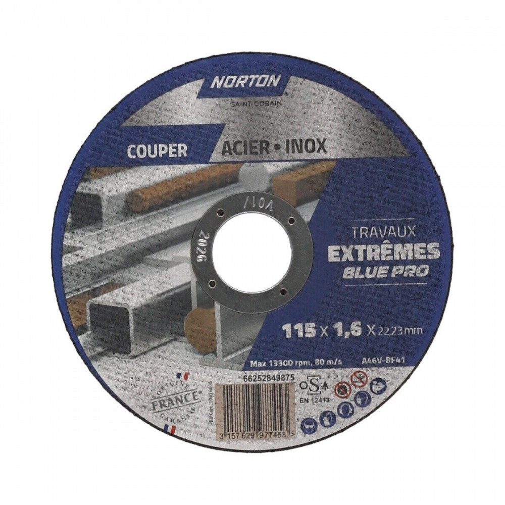 Lot de 4+1 disques 115x1,6 acier/inox extreme