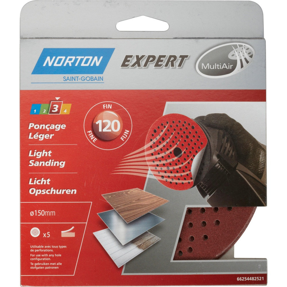 Lot De 5 Disques Abrasifs Norton, 150 Mm, Grains 120