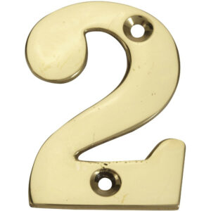 Chiffre 2 en laiton poli H.5.1 x l.3.5 cm