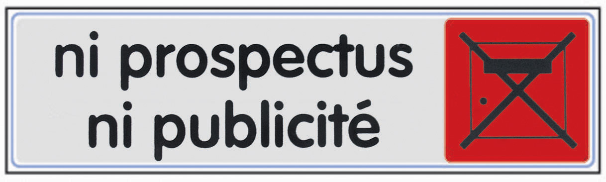 Plaque ni prospectus ni pub en plastique