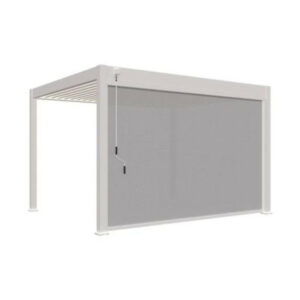 Pergola bioclimatique adossée 3 x 4 m avec store anthracite 4 m - aluminium blanc - toiture étanche