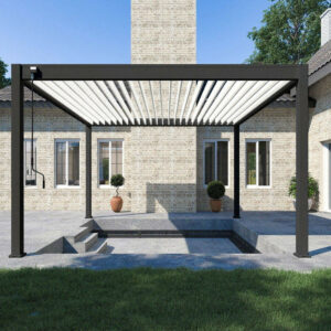 Pergola bioclimatique autoportante bicolore - 400 x 400 x H. 258 cm