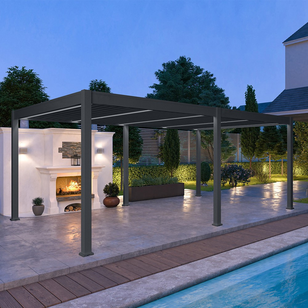 Pergola bioclimatique Ombréa autoportante 4x6M - Anthracite - ELMO