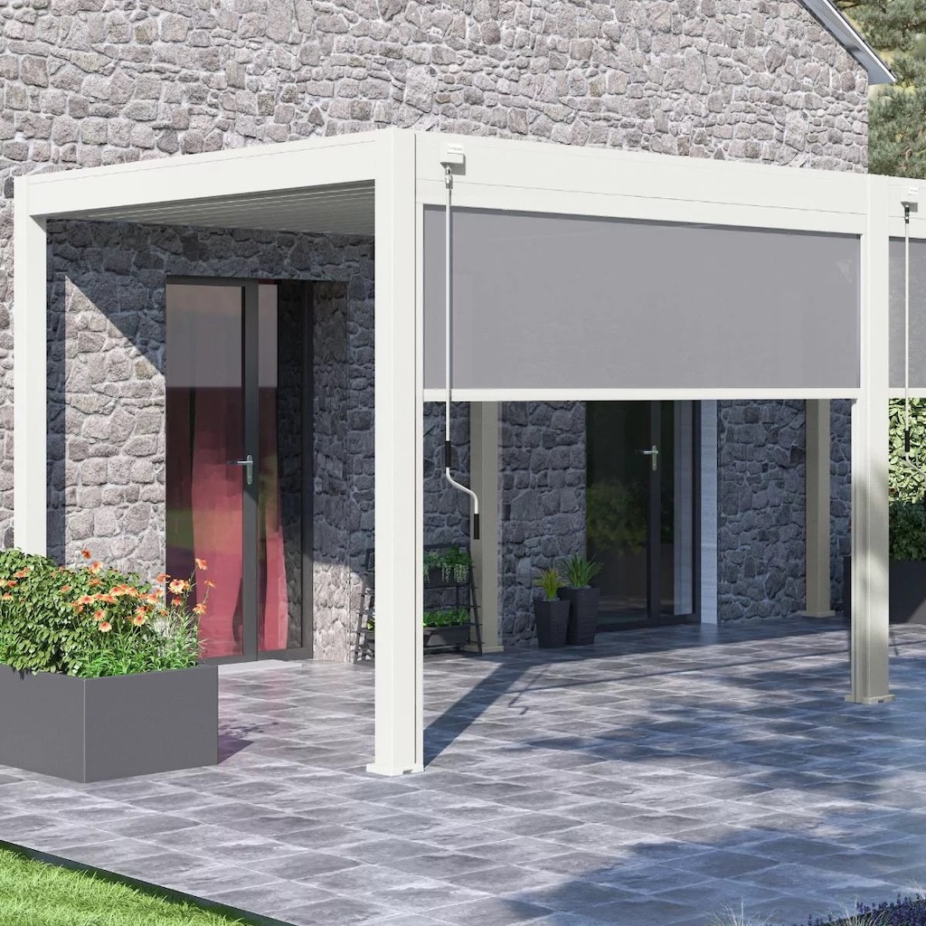 Store vertical pergola 279 cm aluminium textilène - blanc