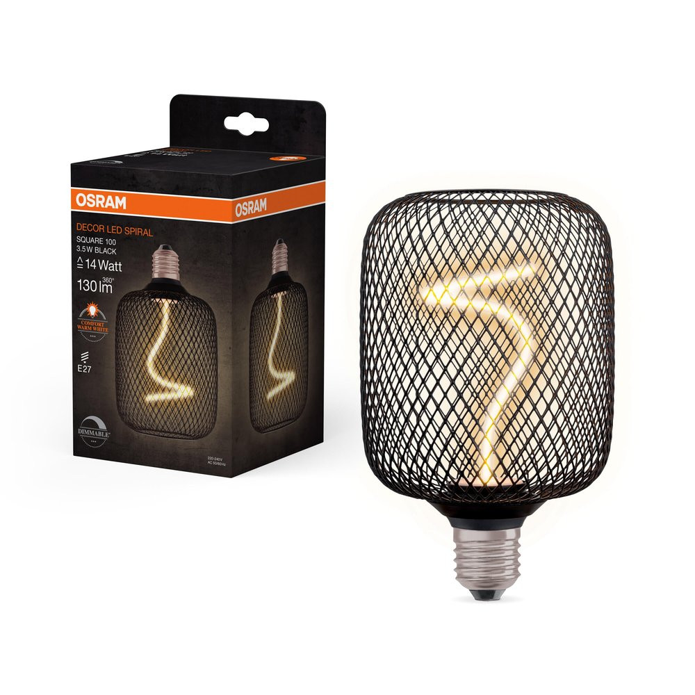 Ampoule led déco, cylindre noir E27, 130lm , blanc chaud, dimmable, OSRAM
