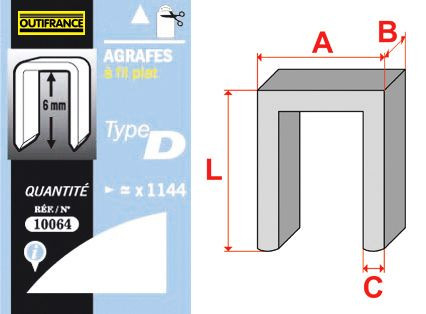 Agrafes T50 - Type D 12 mm 5000 p.