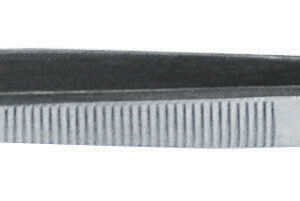 Brucelle inox à bec fin strié 110 mm