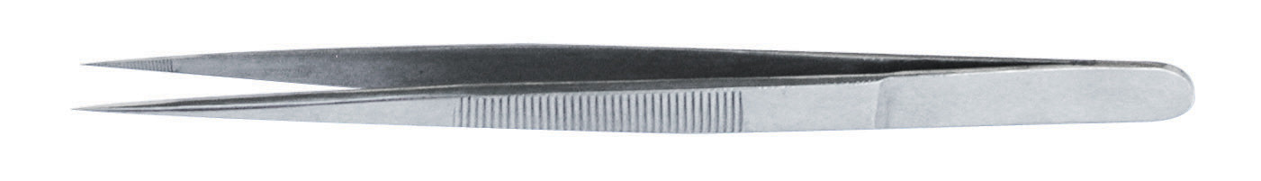 Brucelle inox à bec fin strié 110 mm