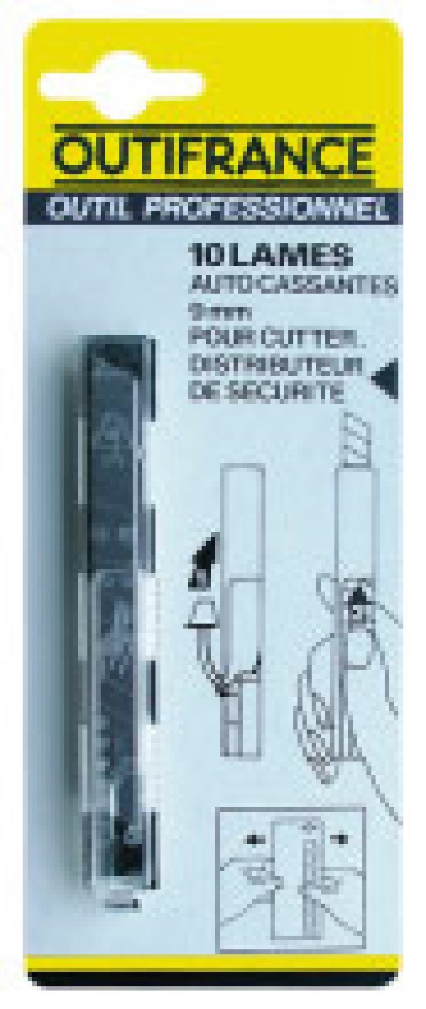 Etui plastique de 10 lames de cutter 9,5 mm