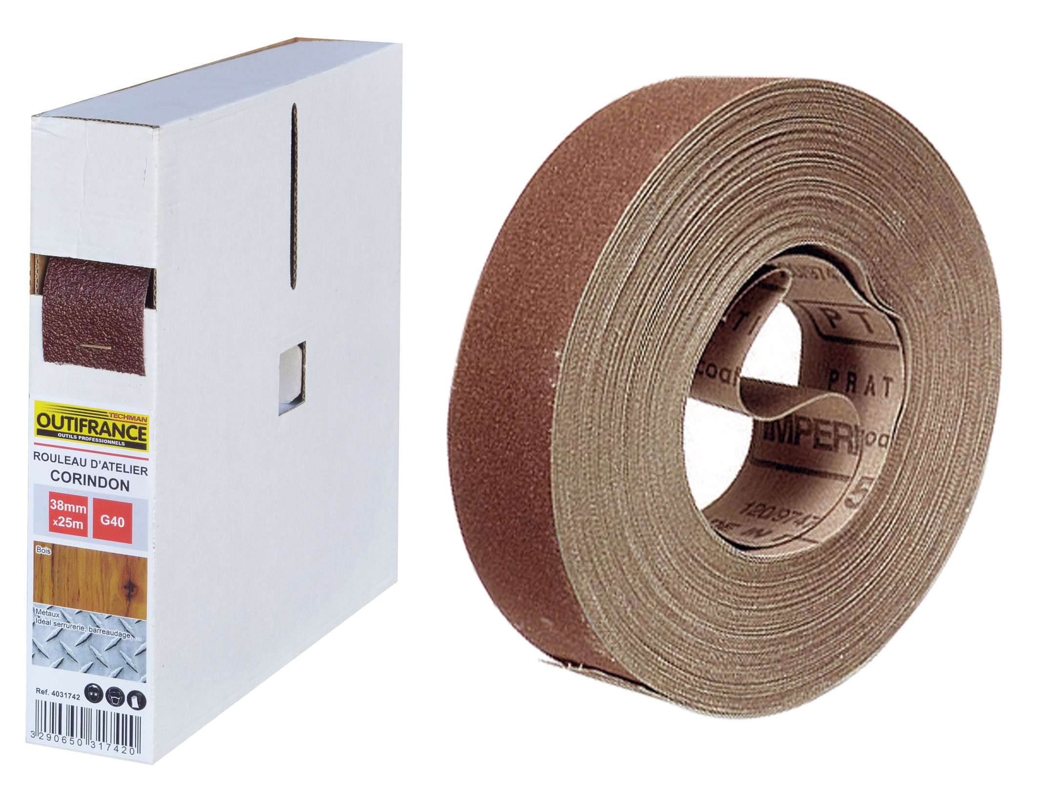 Rouleau d'atelier corindon 38mm x 25m gr.80