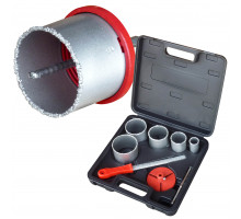 Trepans carbure - coffret Coffret de 5 trépans carbure Ø 33 / 53 / 67 / 73 / 83 mm