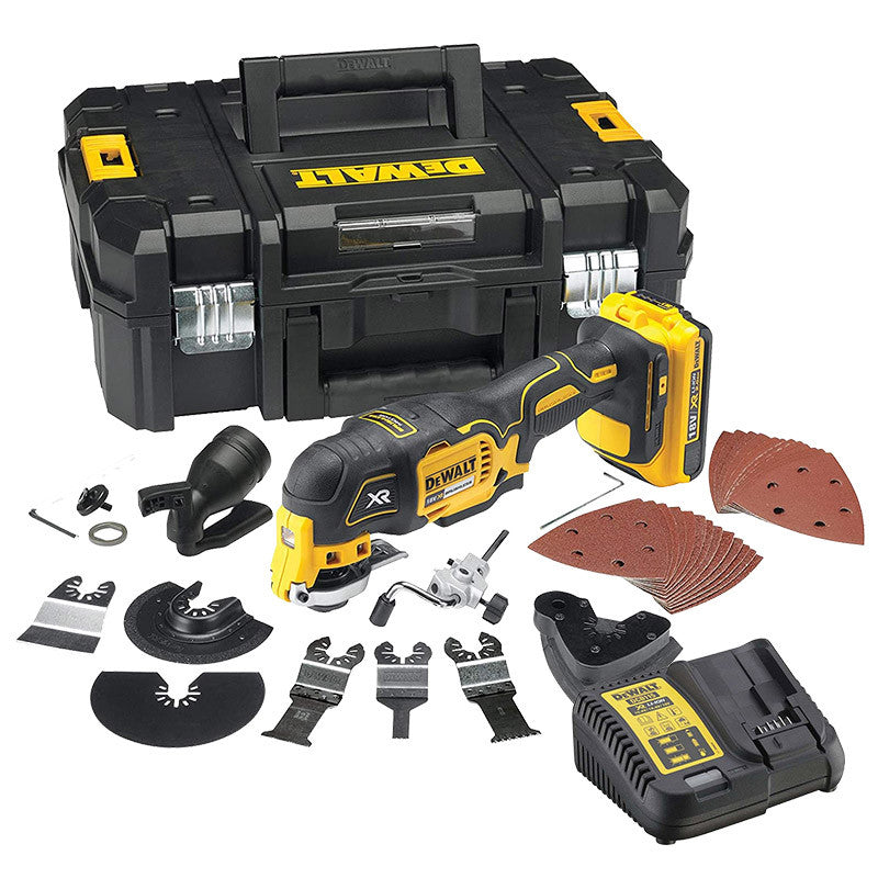 Outil multi-cutter oscillant 18V DEWALT DCS355D2-QW avec coffret, 2 batterie 2,0 Ah et 32 accessoires