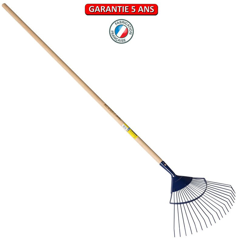 Balai à gazon professionnel dents rondes manche 1,50 m, pour le jardin et le potager