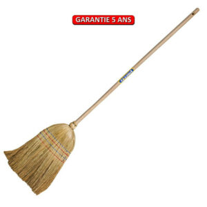 Balai en paille de sorgho 5 fils - Emmanché droit 110 - Longueur totale 1,40 m