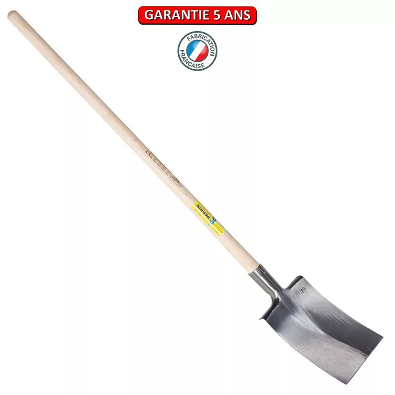 Bêche Bretagne polie 28 tranchant droit manche pomme