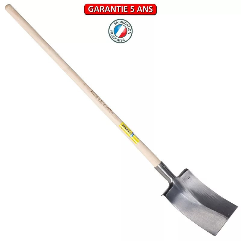 Bêche Bretagne polie 30 tranchant droit manche pomme