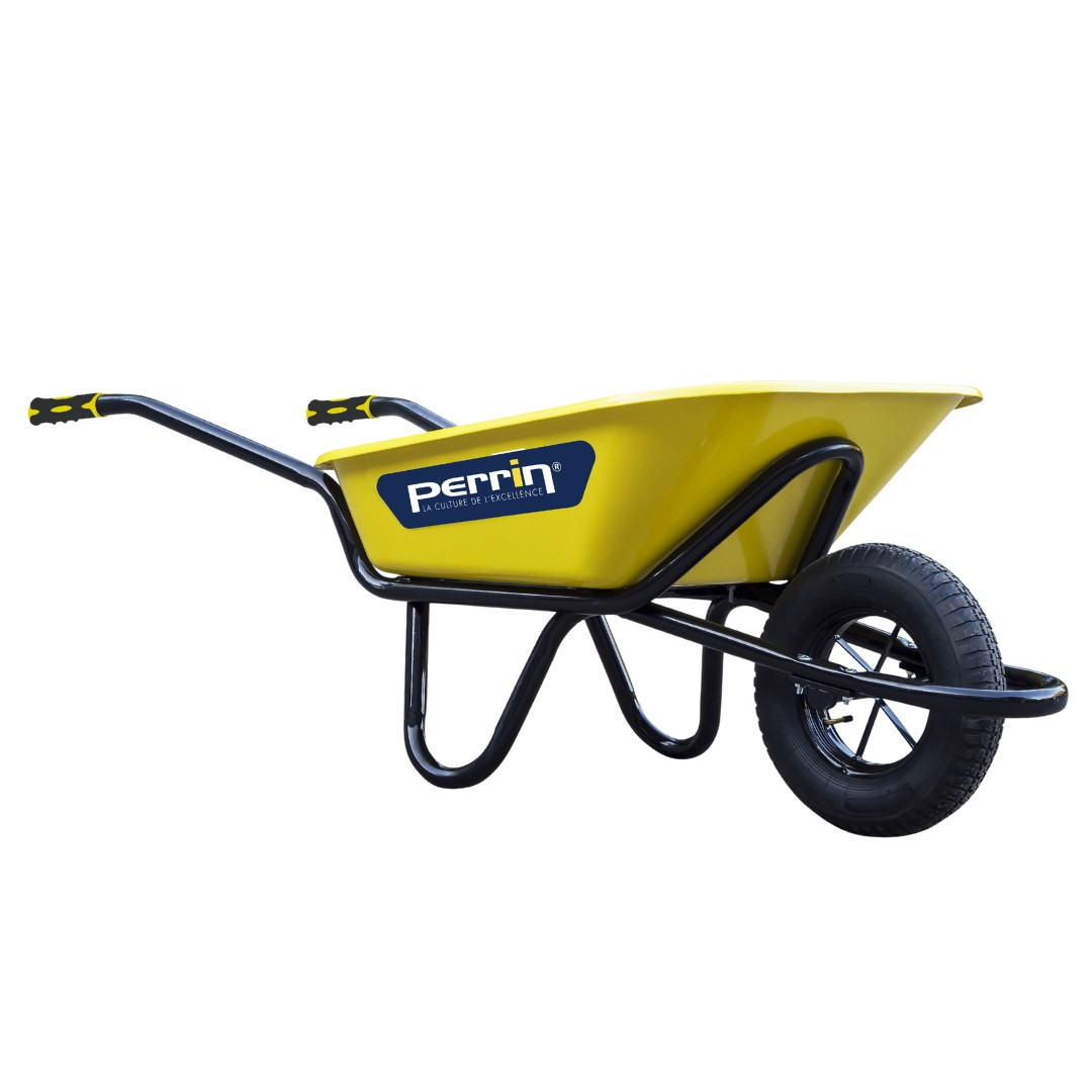 Brouette chantier 100 L - Olympic renforcée - roue gonflée - double châssis acier Ø32 mm - 250 kg