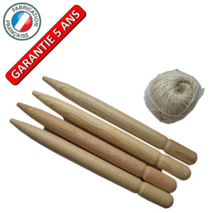 Cordeau 35 m avec 4 piquets bois 30 cm - corde coton 2 mm
