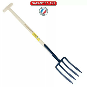 Fourche à bêcher à soie 4 dents spatulée manche béquille