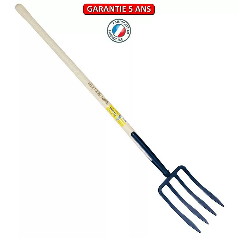 Fourche à bêcher à soie 4 dents spatulée manche pomme