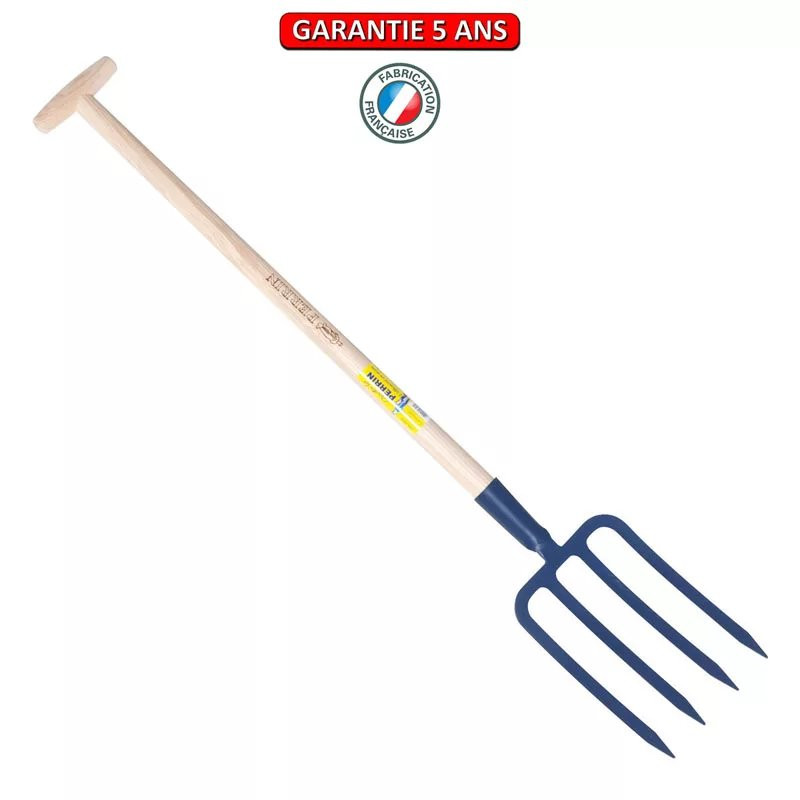 Fourche à bêcher douille 4 dents 27 cm manche en T