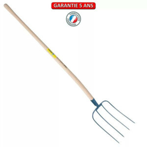 Fourche d'ecurie large 4 dents manche pomme