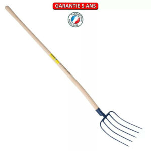 Fourche fumier à douille 5 dents 29 cm manche pomme