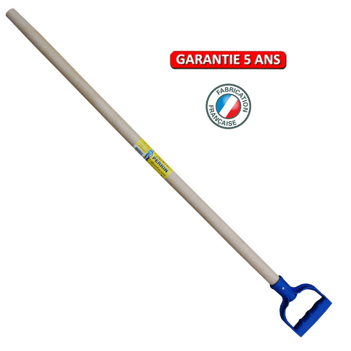 Manche 130 cm avec poignée plastique - pour poussoir à neige - bois frêne ou hêtre