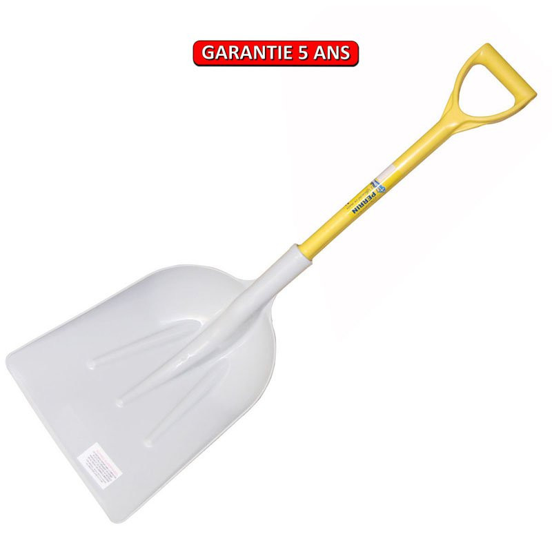 Pelle plastique blanche manche composite poignée + etiquette alimentaire