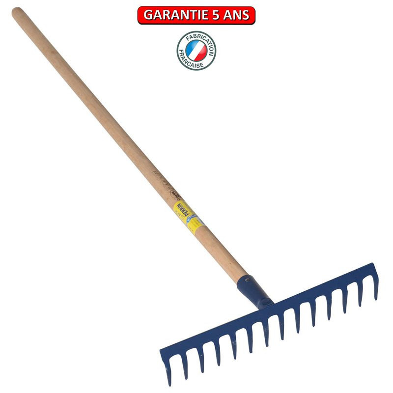 Râteau 12 dents courbes soudées manche 1,5m, outil trempé haute résistance, jardin,potager