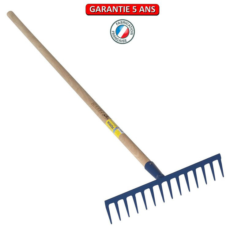 Râteau 16 dents droites soudées manche 1,5m, outil trempé haute résistance, jardin,potager