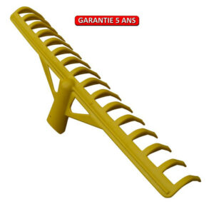 Râteau fibre jaune a bunker 16 dents courbes sans manche