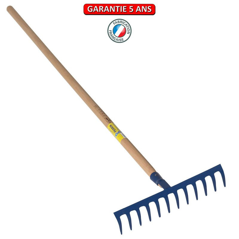 Râteau forgé 12 dents courbes manche bois 1,5 m