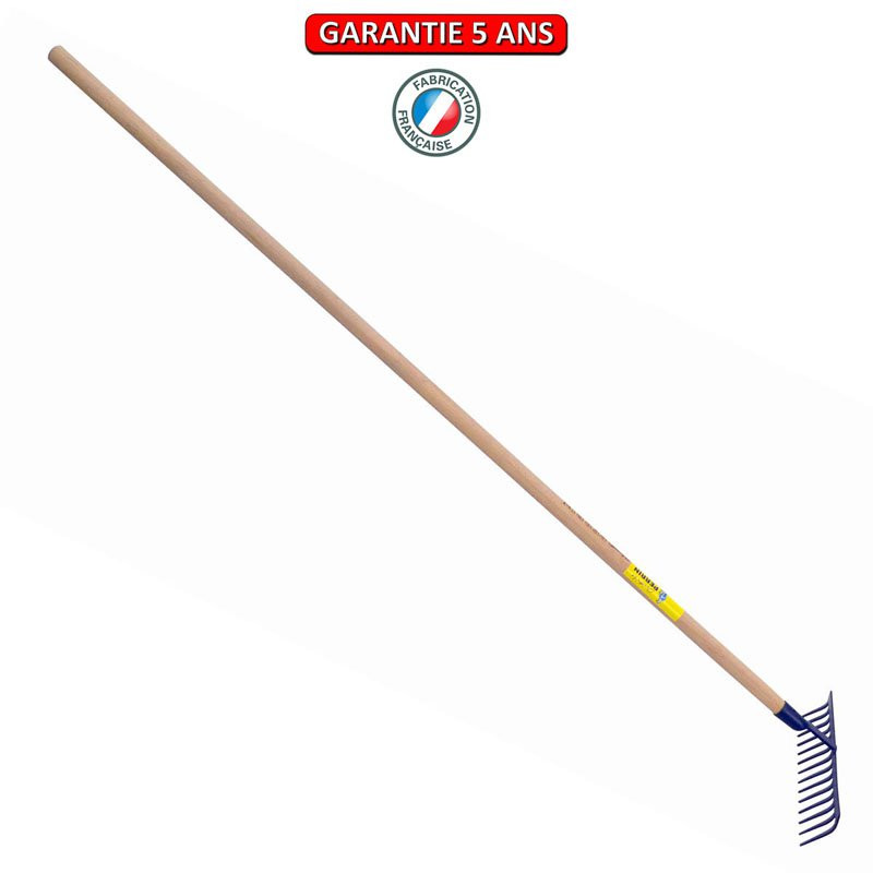 Râteau forgé 12 dents courbes manche bois 1,65 m
