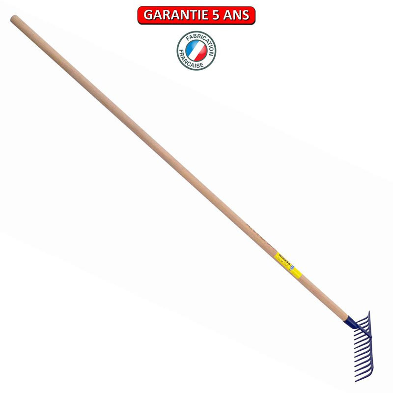 Râteau forgé 16 dents courbes manche bois 1,65 m