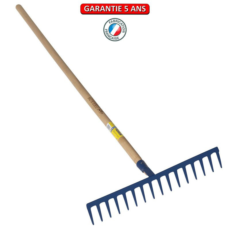 Râteau forgé 16 dents droites manche 1,50m , outil trempé haute résistance, jardin,potager