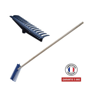 Râteau réversible 16/30 dents nylon renforcé fibre de verre - manche 150 cm PEFC