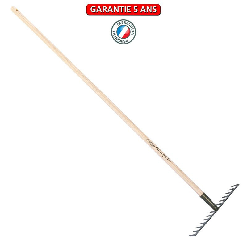 Râteau soudé 14 dents droites manche 150cm - Gris algue