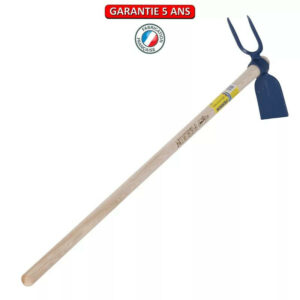 Serfouette forgée panne et fourche de 26 cm manche 1,30 m, pour le jardin et le potager